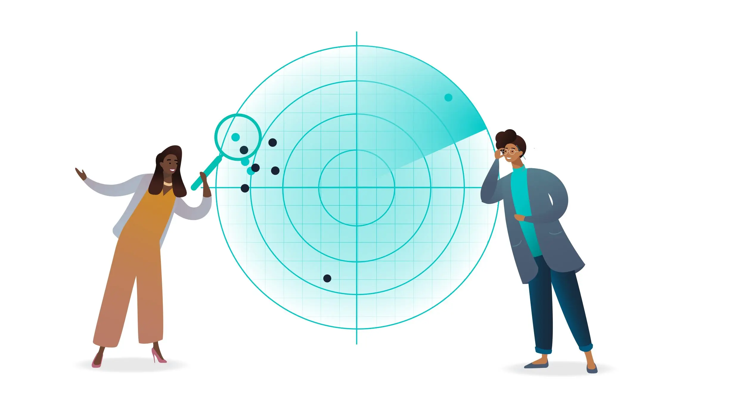 graphic showing two people analyzing intent